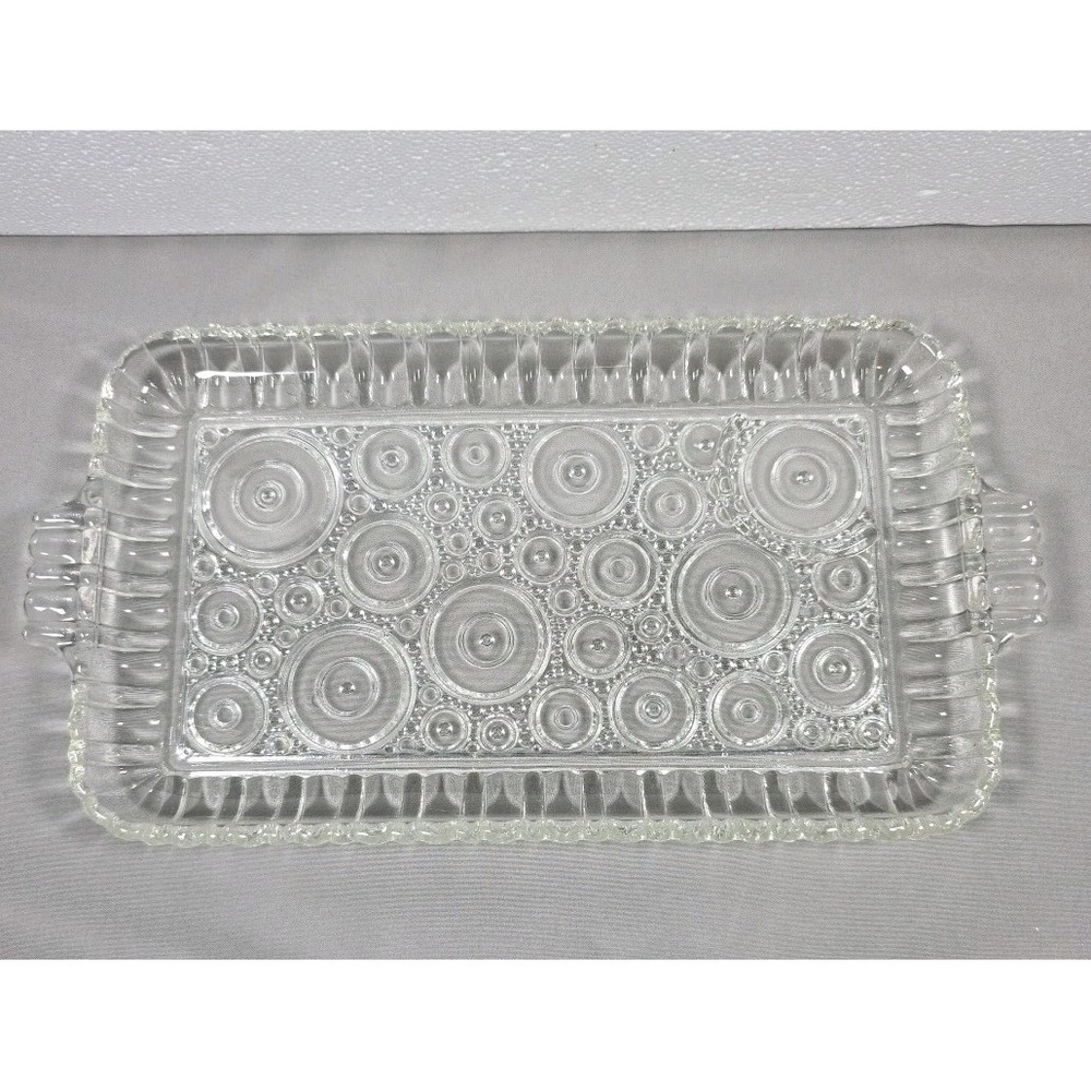 Vintage Anchor Hocking Circle Bubbles Glass Luncheon Snack Tray